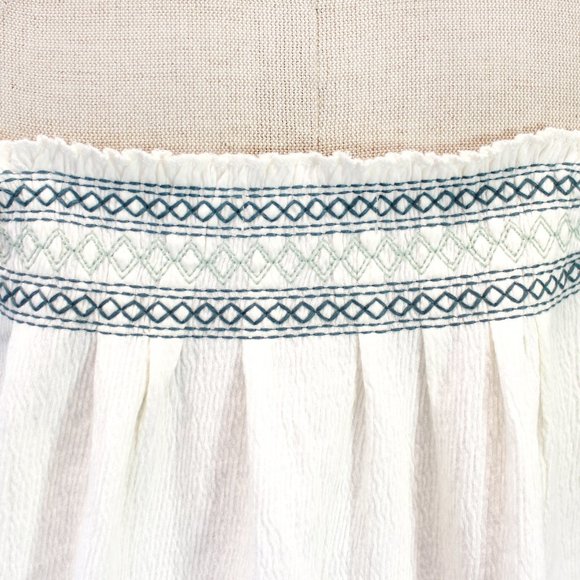 Madewell Plus White Cotton Gauze Peasant Embroidered Square Neck Top Blouse 3X - Picture 10 of 11